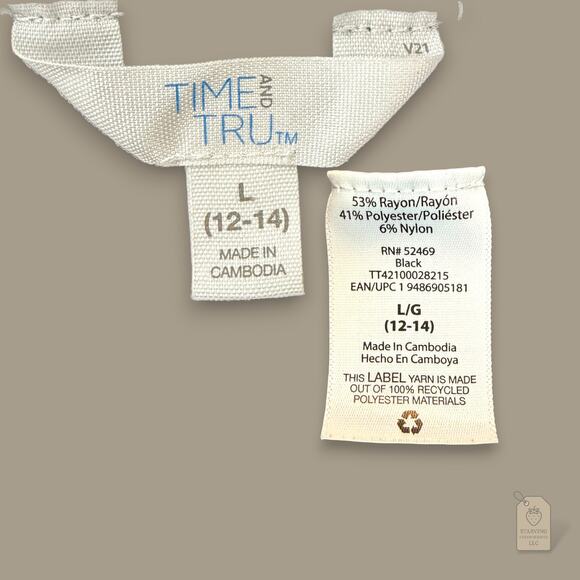 Time and Tru Black Shimmer Knit Duster Cardigan Sweater Pockets Size L (12-14) - Picture 7 of 8